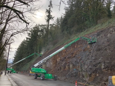 Rockfall at NW Bridge Ave